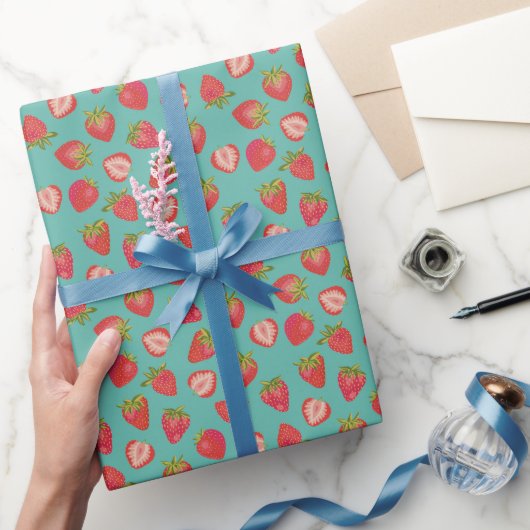Papier Cadeau Papier à envelopper à la fraise foncée / Enveloppe (Cadeaux)