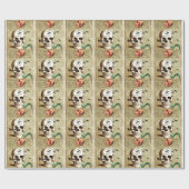 Papier Cadeau Papier à envelopper à la vapeur à crâne fleuri (Plat)