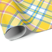 Papier Cadeau Papier à envelopper à plaid jaune (Coin rond)