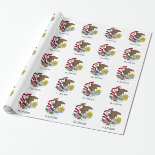 Papier Cadeau Papier à envelopper avec Drapeau de l'Illinois