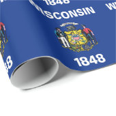 Papier Cadeau Papier à envelopper avec Drapeau du Wisconsin (Coin rond)