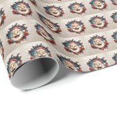 Papier Cadeau Papier à envelopper avec le Père Noël (Coin rond)