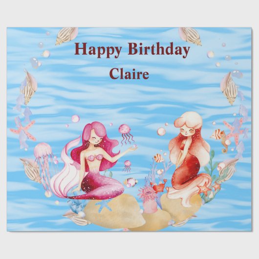 Papier Cadeau Papier à envelopper avec sirènes (Plat)