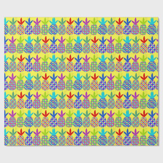 Papier Cadeau Papier à envelopper avec une conception d'ananas f (Plat)