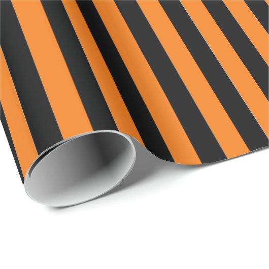 Papier Cadeau Papier à envelopper - Bandes noires et orange (Coin rond)