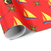 Papier Cadeau Papier à envelopper Bateaux à voile (Coin rond)