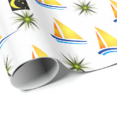 Papier Cadeau Papier à envelopper Bateaux à voile (Coin rond)