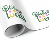 Papier Cadeau Papier à envelopper béni et chanceux (Coin rond)