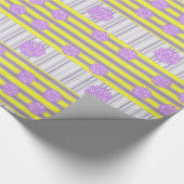 Papier Cadeau Papier à envelopper brillant, bande violet jaune (Coin)