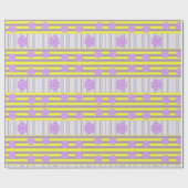 Papier Cadeau Papier à envelopper brillant, bande violet jaune (Plat)