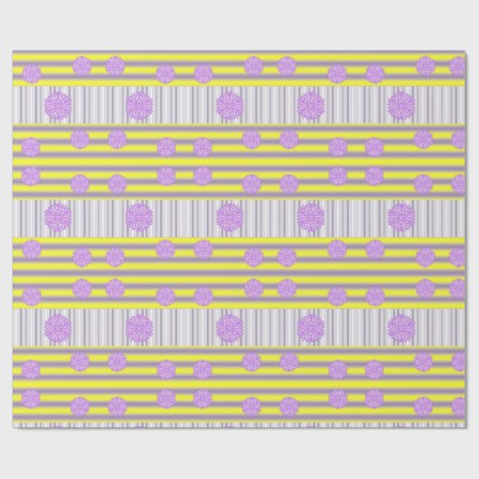 Papier Cadeau Papier à envelopper brillant, bande violet jaune (Plat)