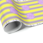 Papier Cadeau Papier à envelopper brillant, bande violet jaune (Coin rond)