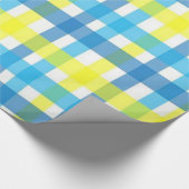 Papier Cadeau Papier à envelopper brillant bleu jaune Plaid (Coin)