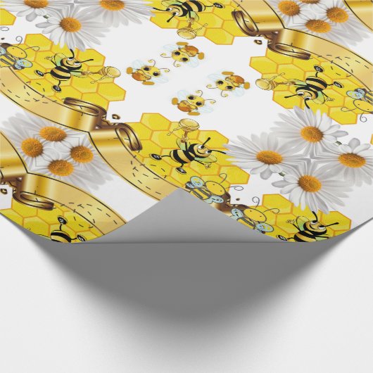 Papier Cadeau Papier à envelopper brillant Bumblebee blanc (Coin)