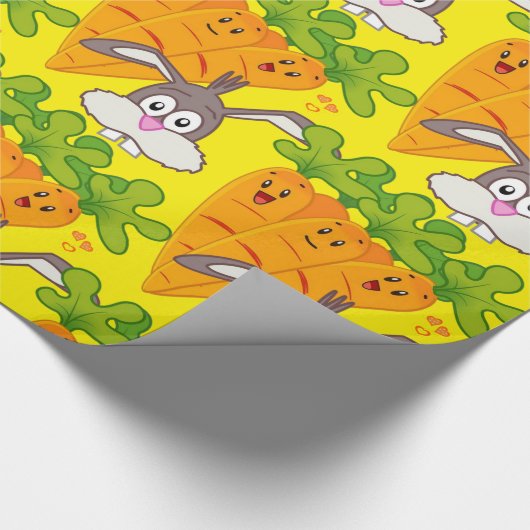 Papier Cadeau Papier à envelopper brillant, Carottes Rabbit Jaun (Coin)