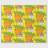 Papier Cadeau Papier à envelopper brillant, Carottes Rabbit Jaun (Plat)