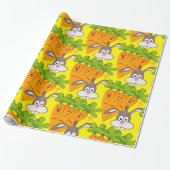 Papier Cadeau Papier à envelopper brillant, Carottes Rabbit Jaun (Déroulé)