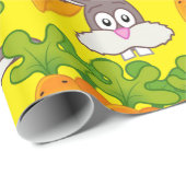 Papier Cadeau Papier à envelopper brillant, Carottes Rabbit Jaun (Coin rond)