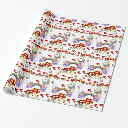 Papier Cadeau Papier à envelopper brillant, Champignons papillon (Déroulé)