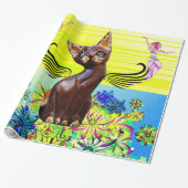 Papier Cadeau Papier à envelopper brillant, Chat à chat Fée Flor (Déroulé)