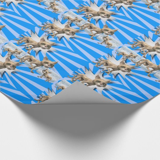 Papier Cadeau Papier à envelopper brillant, Chat bleu (Coin)