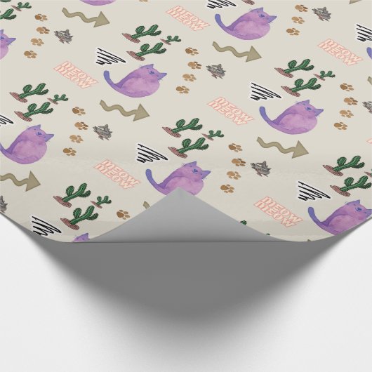 Papier Cadeau Papier à envelopper brillant Chat Poisson Cactus P (Coin)