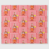 Papier Cadeau Papier à envelopper brillant, Clown à rayures roug (Plat)