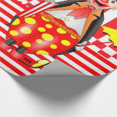 Papier Cadeau Papier à envelopper brillant, Clown à rayures roug (Coin)