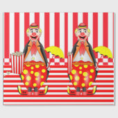 Papier Cadeau Papier à envelopper brillant, Clown à rayures roug (Plat)