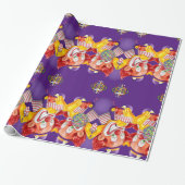 Papier Cadeau Papier à envelopper brillant Clown violet (Déroulé)