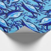 Papier Cadeau Papier à envelopper brillant Crabes bleus (Coin)