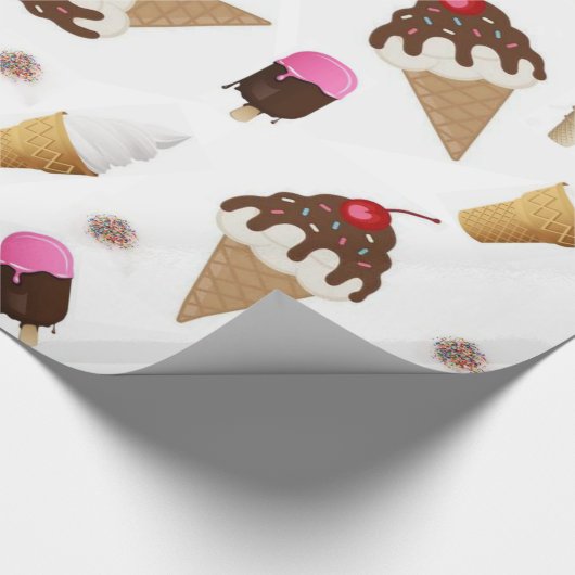 Papier Cadeau Papier à envelopper brillant Crème glacée (Coin)