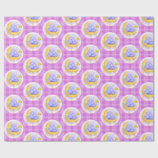 Papier Cadeau Papier à envelopper brillant Eléphant Plaid violet (Plat)
