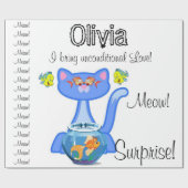 Papier Cadeau Papier à envelopper brillant, Feline Cat Surprise (Plat)