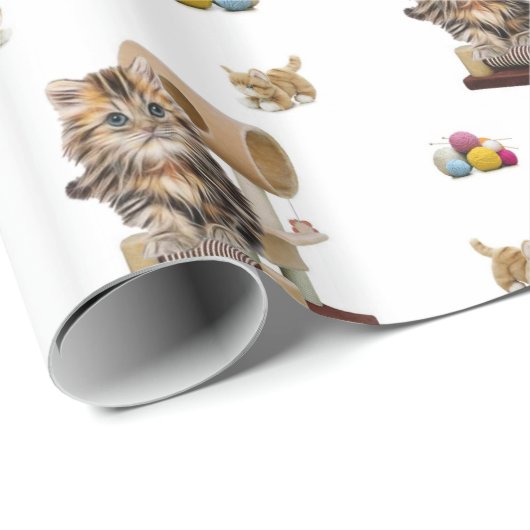 Papier Cadeau Papier à envelopper brillant, Fil Condo Chat Chat (Coin rond)