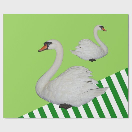 Papier Cadeau Papier à envelopper brillant, Grille vert cygne (Plat)
