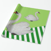 Papier Cadeau Papier à envelopper brillant, Grille vert cygne (Déroulé)