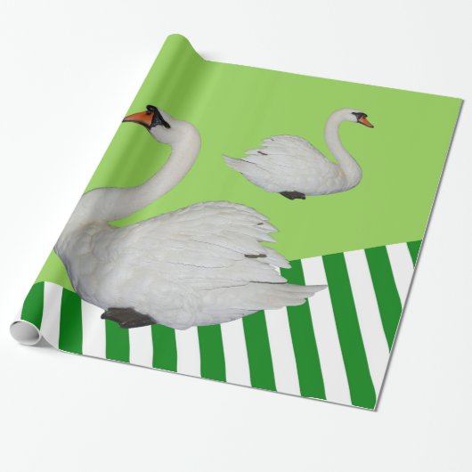 Papier Cadeau Papier à envelopper brillant, Grille vert cygne (Déroulé)