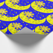 Papier Cadeau Papier à envelopper brillant, Lune Soleil Bleu Jau (Coin)