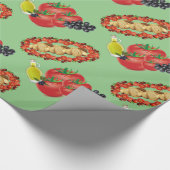 Papier Cadeau Papier à envelopper brillant, Olives Huile Tomate (Coin)