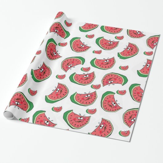 Papier Cadeau Papier à envelopper brillant pastèques (Déroulé)
