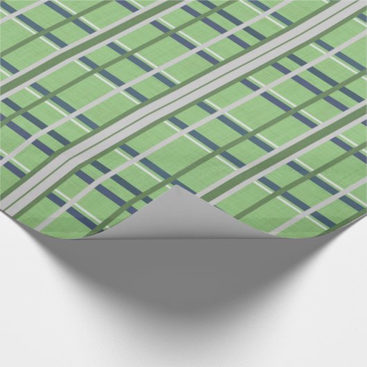 Papier Cadeau Papier à envelopper brillant Plaid vert (Coin)
