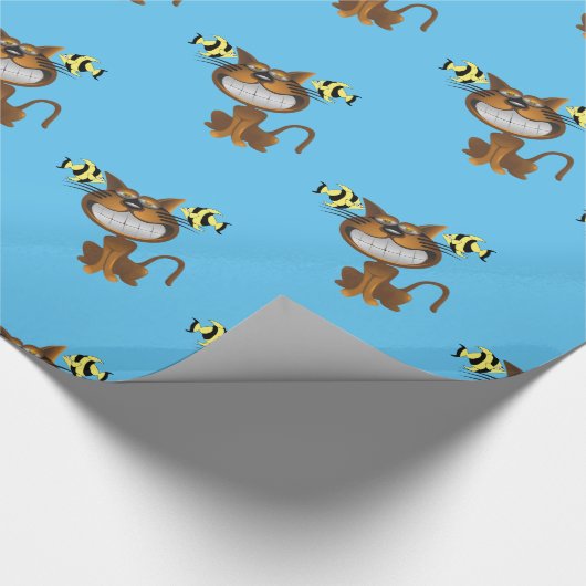 Papier Cadeau Papier à envelopper brillant, Poisson à chat bleu (Coin)