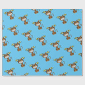 Papier Cadeau Papier à envelopper brillant, Poisson à chat bleu (Plat)