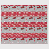 Papier Cadeau Papier à envelopper brillant Polkadot rouge chien (Plat)