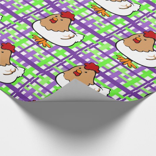 Papier Cadeau Papier à envelopper brillant Poulet violet Plaid J (Coin)