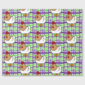 Papier Cadeau Papier à envelopper brillant Poulet violet Plaid J (Plat)