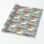 Papier Cadeau Papier à envelopper brillant Poulet violet Plaid J (Déroulé)