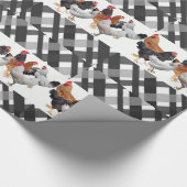 Papier Cadeau Papier à envelopper brillant Poulets noir Plaid (Coin)
