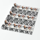 Papier Cadeau Papier à envelopper brillant Poulets noir Plaid (Déroulé)